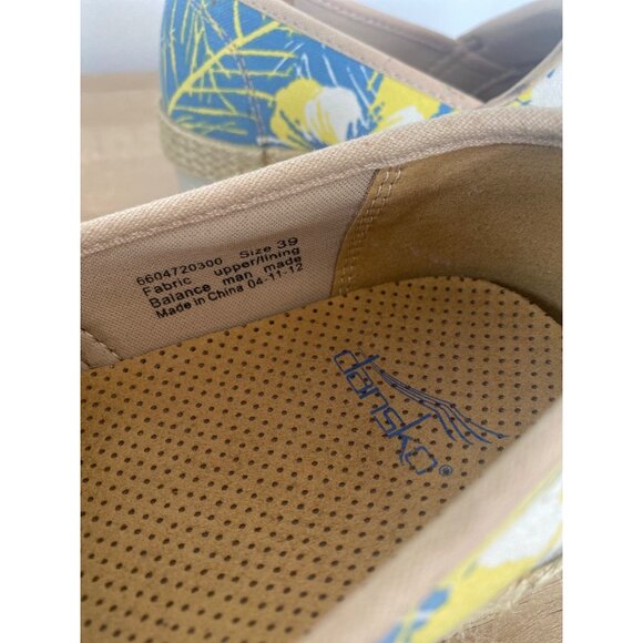 Dansko Women’s Size 39 Floral Canvas Espadrille Clogs Blue & Yellow - Picture 7 of 8